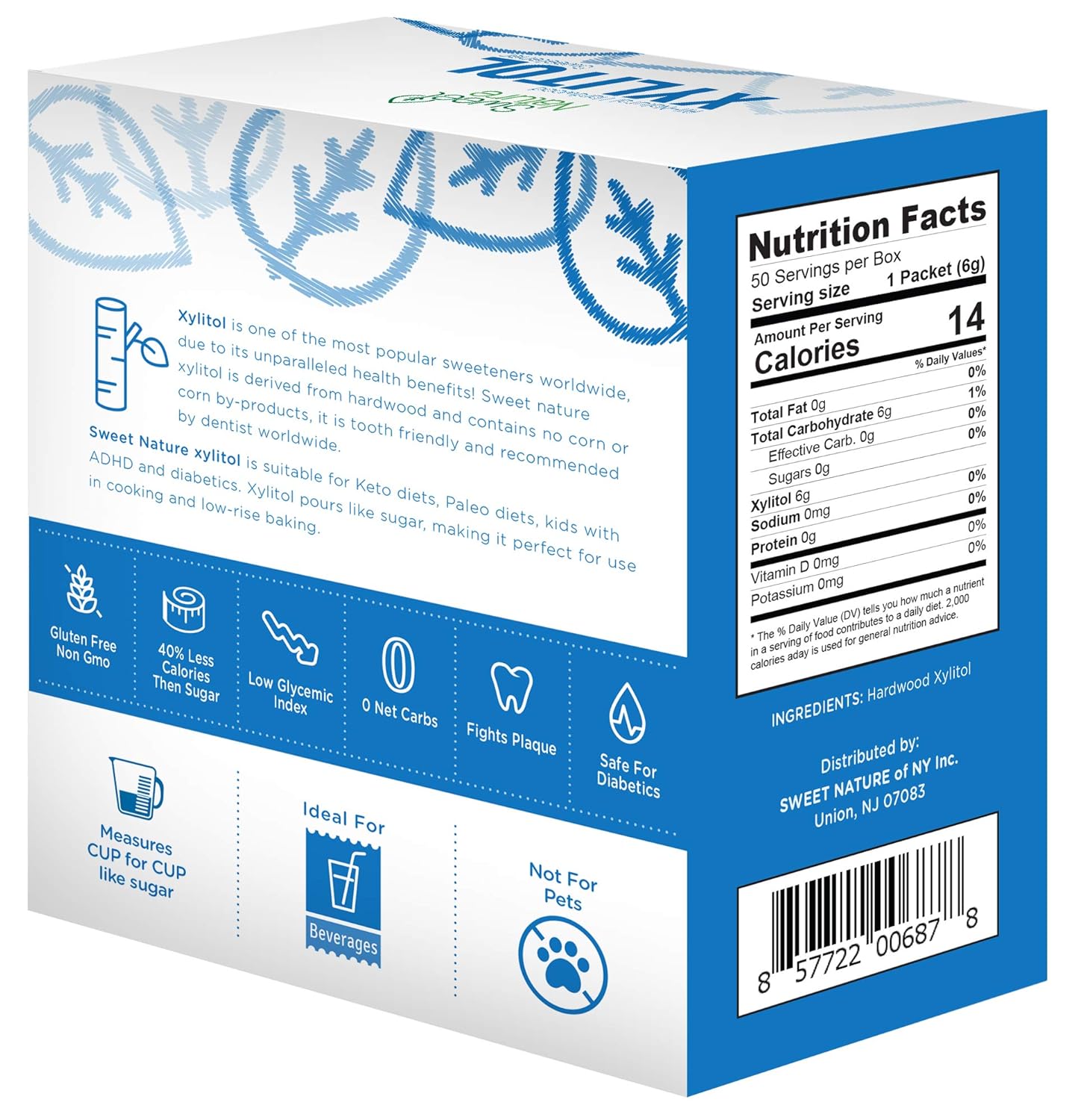 Birch Xylitol Sweetener 50ct packets